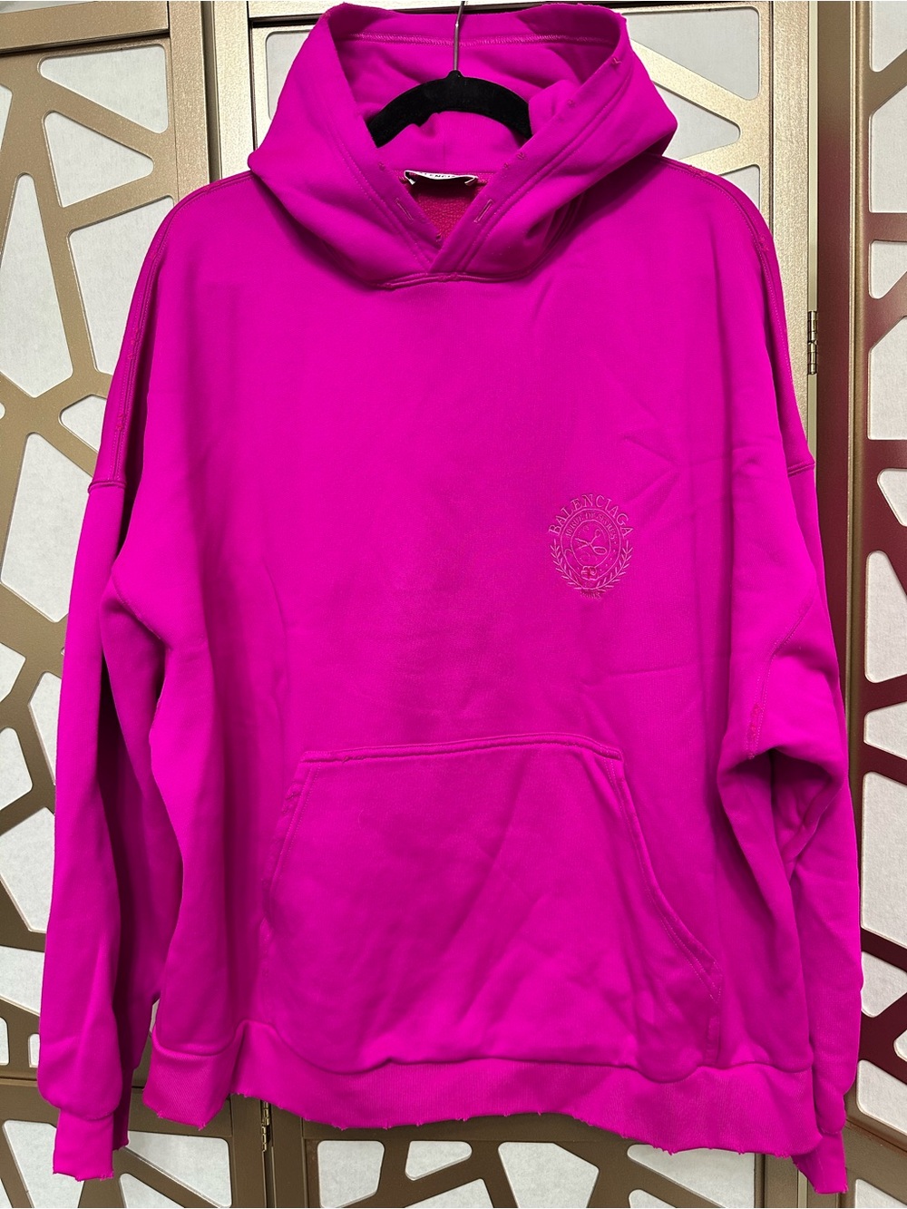 Balenciaga Fleece Embroidered Logo Hoodie
